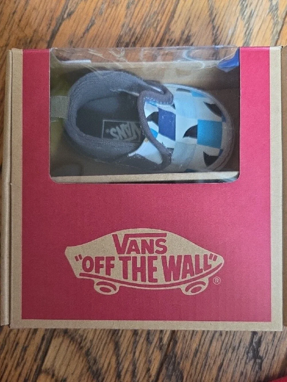 Vans Baby's Blue & White Checkerboard Shark Fin Slip-On Crib Shoes